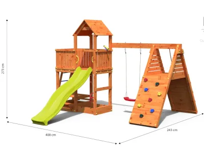 Spielturm Fluppi teakfarben inkl. Einzelschaukel + Rutsche Produktbild #5