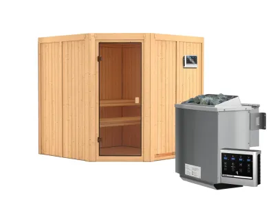 Sauna Kotka mit bronzierter Glastür + 9 kW Bio-Kombiofen mit ext. Strg. Produktbild #3