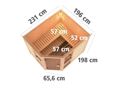 Sauna Systemsauna Amelia 3 inkl. 9 kW Saunaofen ext. Steuerung Produktbild #5