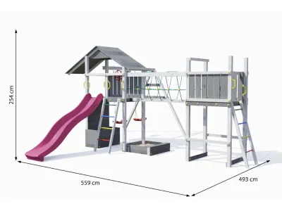 Spielturm Smart 4 Bridge grau/weiß inkl. Rutsche pink Produktbild #7