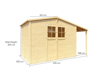 Gartenhaus Alexis 4 Rhombusprofil mit Anbau 18 mm natur Produktbild #6