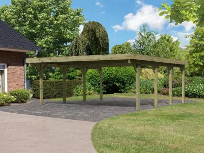 Carport Doppel 2 Classic mit Stahldach, kesseldruckimprägniert Produktbild #1