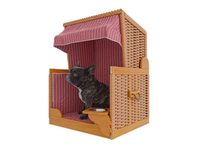 Hundestrandkorb Lys beige-rot-weiß inkl. Schutzhülle Produktbild #7