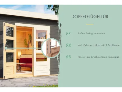 Gartenhaus Zweiraumhaus Schönbuch 1 38 mm terragrau Produktbild #3