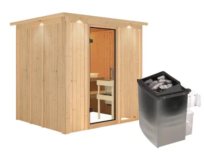 Sauna Systemsauna Sodin mit Dachkranz, inkl. 9 kW Ofen mit integrierter Steuerung Produktbild #2