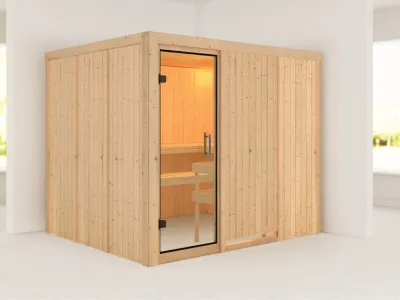 Sauna Systemsauna Gobin Klarglas Ganzglastür Produktbild #1
