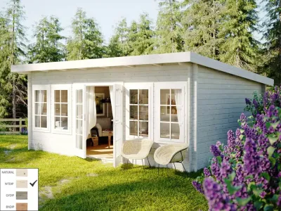 Gartenhaus Blockbohlenhaus Lisa 19,4 m² 44 mm transparent tauchimprägniert Produktbild #1