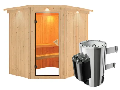 Sauna Systemsauna Plug & Play Lilja mit Dachkranz, inkl. 3,6 kW Saunaofen integr. Steuerung Produktbild #4