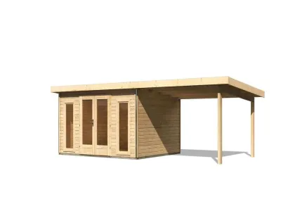 Gartenhaus SET Radeburg 2 40 mm naturbelassen inkl. 3,3 m Anbaudach Produktbild #9