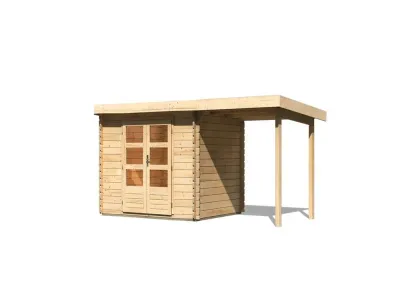 Gartenhaus Blockbohlenhaus SET Bastrup 3 28 mm naturbelassen, inkl. 2 m Anbaudach Produktbild #10
