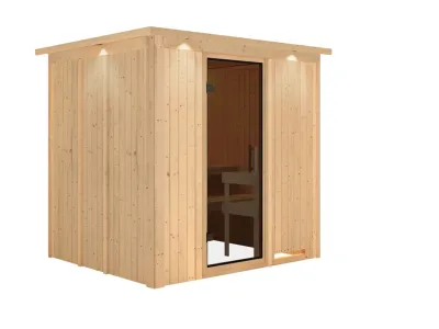 Systemsauna Sodin mit Dachkranz, graphit Ganzglastür Produktbild #9