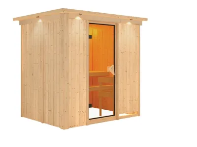 Systemsauna Bodin mit Dachkranz, bronzierte Ganzglastür Produktbild #7
