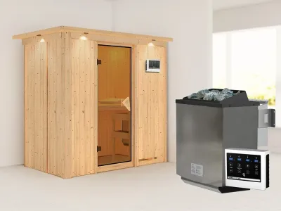 Sauna Systemsauna Variado mit Dachkranz, inkl. 9 kW Bio-Ofen mit externer Steuerung Produktbild #5