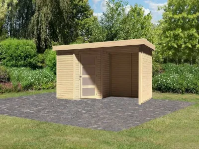 Gartenhaus SET Schwandorf 3 19 mm naturbelassen, inkl. 2,4 m Anbaudach + Seiten- und Rückwand Produktbild #4