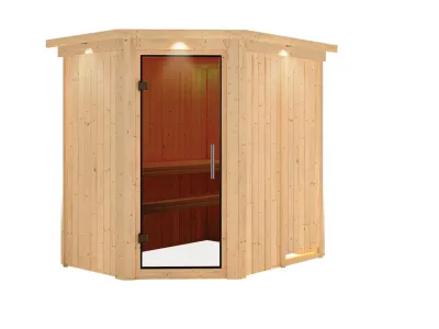 Sauna Systemsauna Saja mit Dachkranz, graphit Ganzglastür Produktbild #2