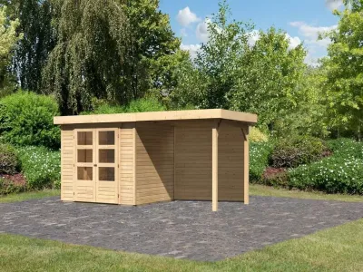 Gartenhaus SET Askola 3 19 mm naturbelassen, inkl. 2,4 m Anbaudach + Rückwand Produktbild #2