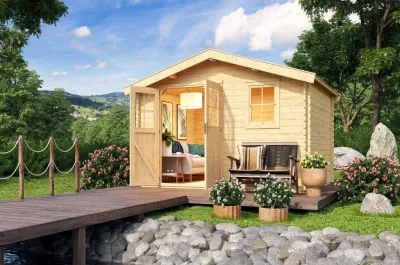 Gartenhaus Blockbohlenhaus Felsenau 5 38 mm naturbelassen Produktbild #1