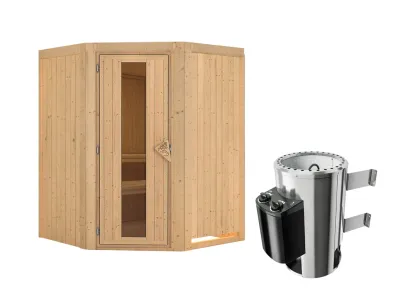 Sauna Systemsauna Nanja Energiespartür + Plug & Play Saunaofen mit Steuerung Produktbild #4