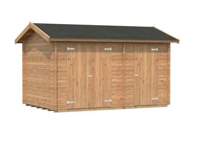 Gerätehaus Blockbohlenhaus Jari 8,9 m² 28 mm braun tauchimprägniert Produktbild #1