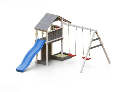 Spielturm Smart 2 grau-weiß inkl. Rutsche blau Produktbild #4