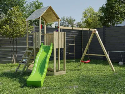 Spielturm Big Monkey KDI inkl. Rutsche grün Produktbild #1