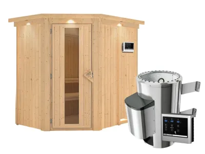 Sauna Systemsauna Saja mit Dachkranz, Energiespartür + Plug & Play Saunaofen mit ext.Strg Produktbild #9