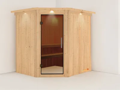 Systemsauna Siirin mit Dachkranz, graphit Ganzglastür Produktbild #8