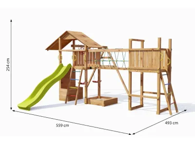 Spielturm Smart 4 Bridge teakfarben inkl. Rutsche gelb Produktbild #7