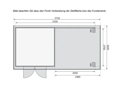 Gartenhaus Wacken 6 28 mm terragrau, inkl. 3 m Anbau + Rückwand Produktbild #7