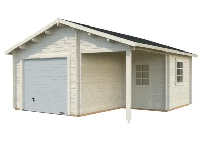 Garage Roger 21,9+5,2 m² mit Sektionaltor 44 mm transparent tauchimprägniert Produktbild #2