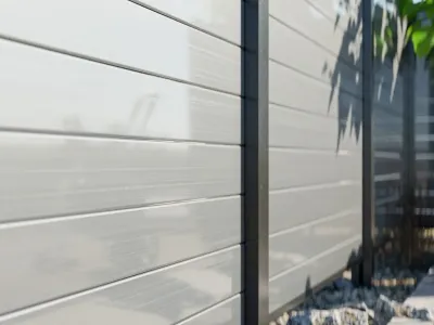 Gartenzaun Sichtschutzzaun PVC Stecksystem hellgrau Produktbild #4