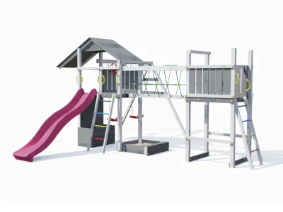 Spielturm Smart 4 Bridge grau/weiß inkl. Rutsche pink Produktbild #4