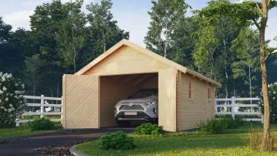 Garage Blockhausgarage mit Tor 40 mm naturbelassen Produktbild #1