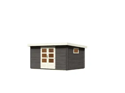 Gartenhaus Blockbohlenhaus Trittau 5 38 mm terragrau Produktbild #6