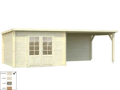 Gartenhaus Blockbohlenhaus Ella 8,7+10,0 m² 28 mm naturbelassen Produktbild #3
