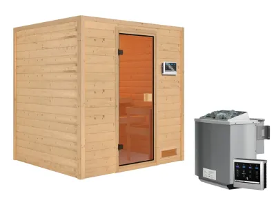 Sauna Adelina mit bronzierter Glastür + 9 kW Bio-Kombiofen ext. Strg. Produktbild #9