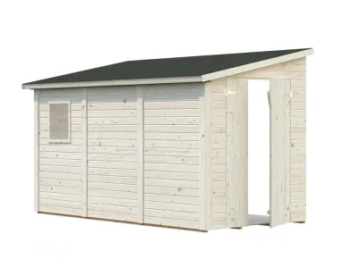 Gerätehaus Anlehnhaus Blockbohlenhaus Mia 5,2 m² 16 mm transparent tauchimprägniert Produktbild #1