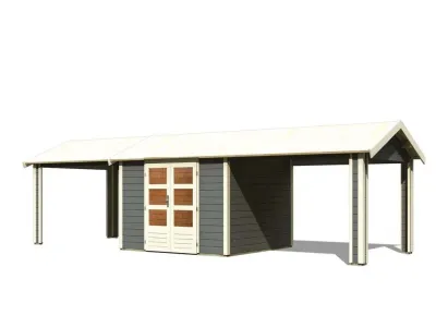 Gartenhaus SET Theres 7 28 mm terragrau inkl. zwei 2,6 m Dachausbauelemente Produktbild #6