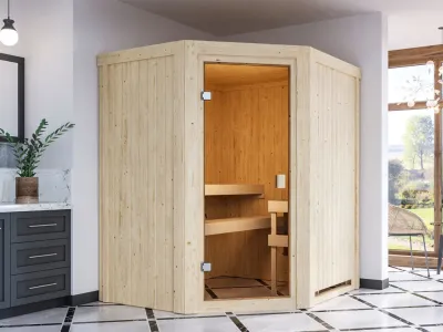 Elementsauna 68 mm Celine 0 SPARSET inkl. 4,5 kW Saunaofen und int. Steuerung Produktbild #1