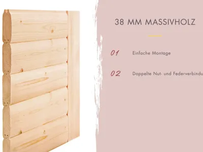 Massivholzsauna Sonara mit Dachkranz Klarglas Ganzglastür Produktbild #8