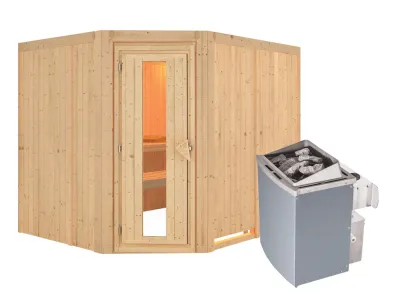 Systemsauna Malin Holztür mit Isolierglas, inkl. 9 kW Saunaofen integr. Steuerung Produktbild #2