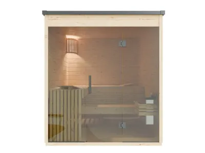 Gartensauna Lilly natur SPARSET 9kW Ofen und ext. Strg. Produktbild #4