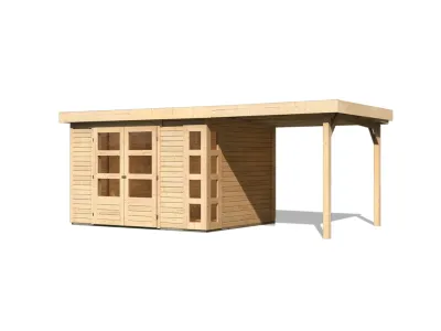 Gartenhaus Kerko 4 19 mm naturbelassen inkl. 2,4 m Anbaudach Produktbild #4