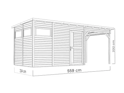 Gartenhaus Punta 3 mit Anbau 19 mm natur Produktbild #10