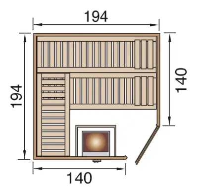 Sauna Elementsauna Varberg 3 GT graphit Ganzglastür Produktbild #2