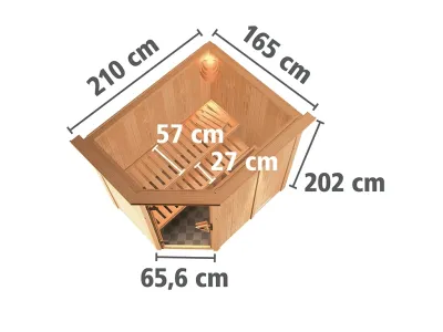 Sauna Systemsauna Carin mit Dachkranz, inkl. 9 kW Bio-Ofen mit externer Steuerung Produktbild #13