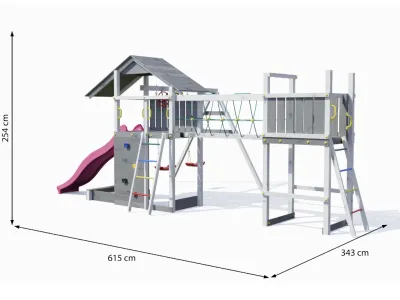 Spielturm Smart 2 Bridge grau-weiß inkl. Rutsche pink Produktbild #7