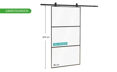 Glastür, Glasschiebetür mit Soft-Stop-Funktion, satiniert 102,5 x 205 cm Produktbild #2