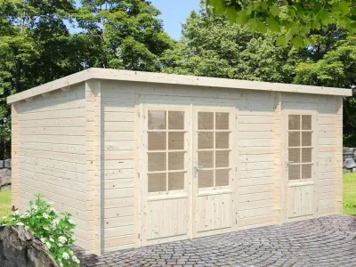 Gartenhaus Blockbohlenhaus Ella 13,1 m² 28 mm transparent tauchimprägniert Produktbild #1