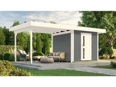 Gartenhaus 172 B Gr. 2 28 mm grau inkl. 2,95 m Anbau Produktbild #1